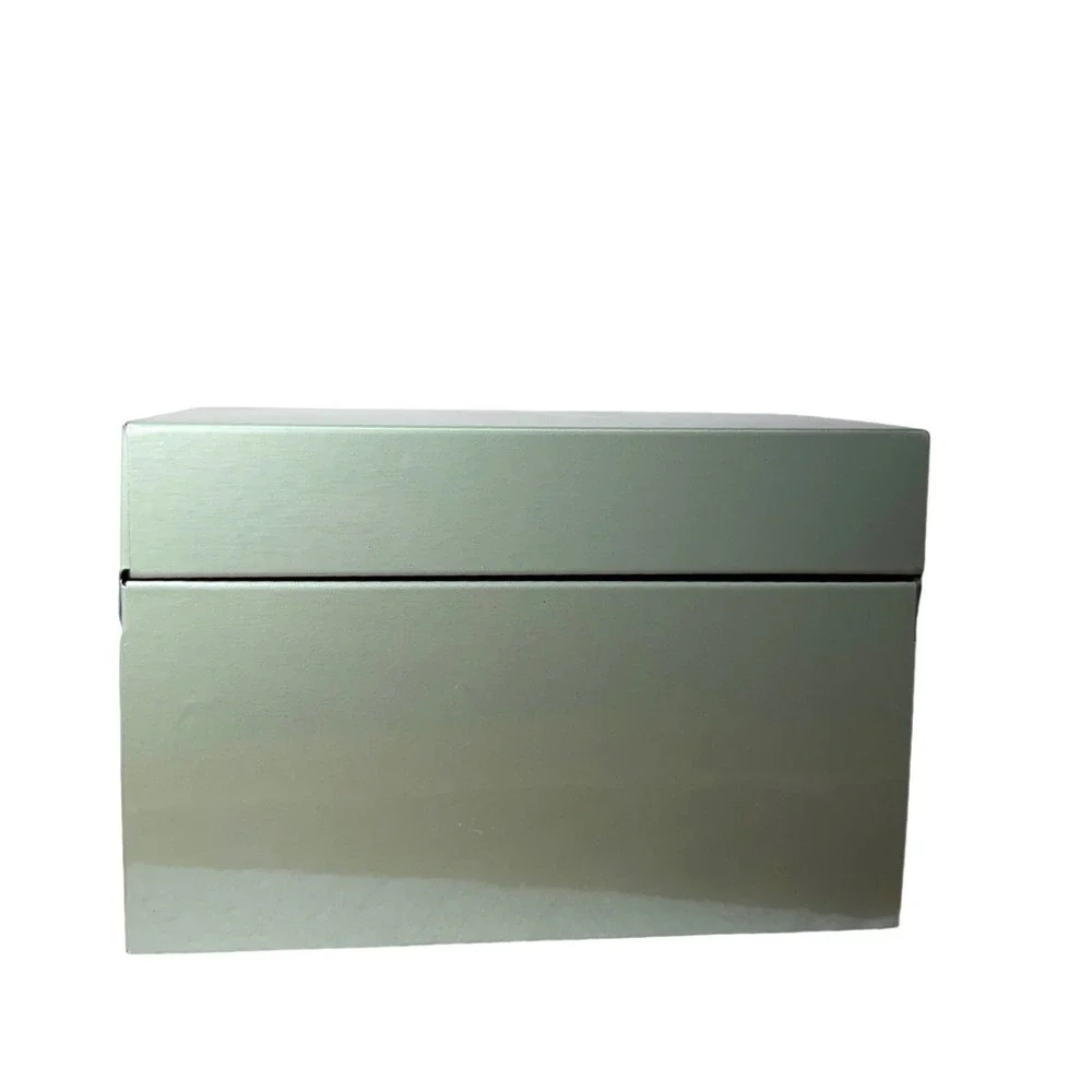 Vintage Syndicate Mfg Co Metal Index Card Box‎ Sage Green with A-Z Dividers